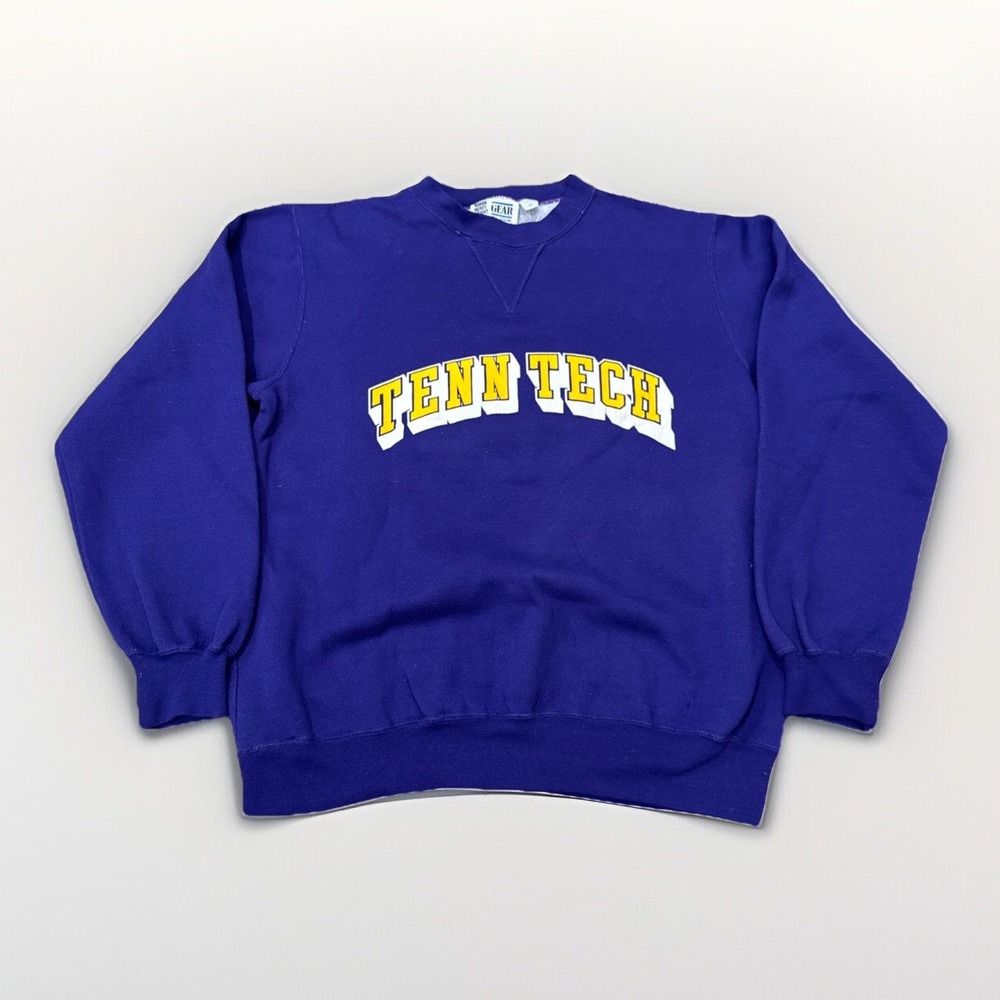 Tennessee Tech Sweatshirt Mens M Vintage 90s Pullover Purple Tenn Golden Eagles